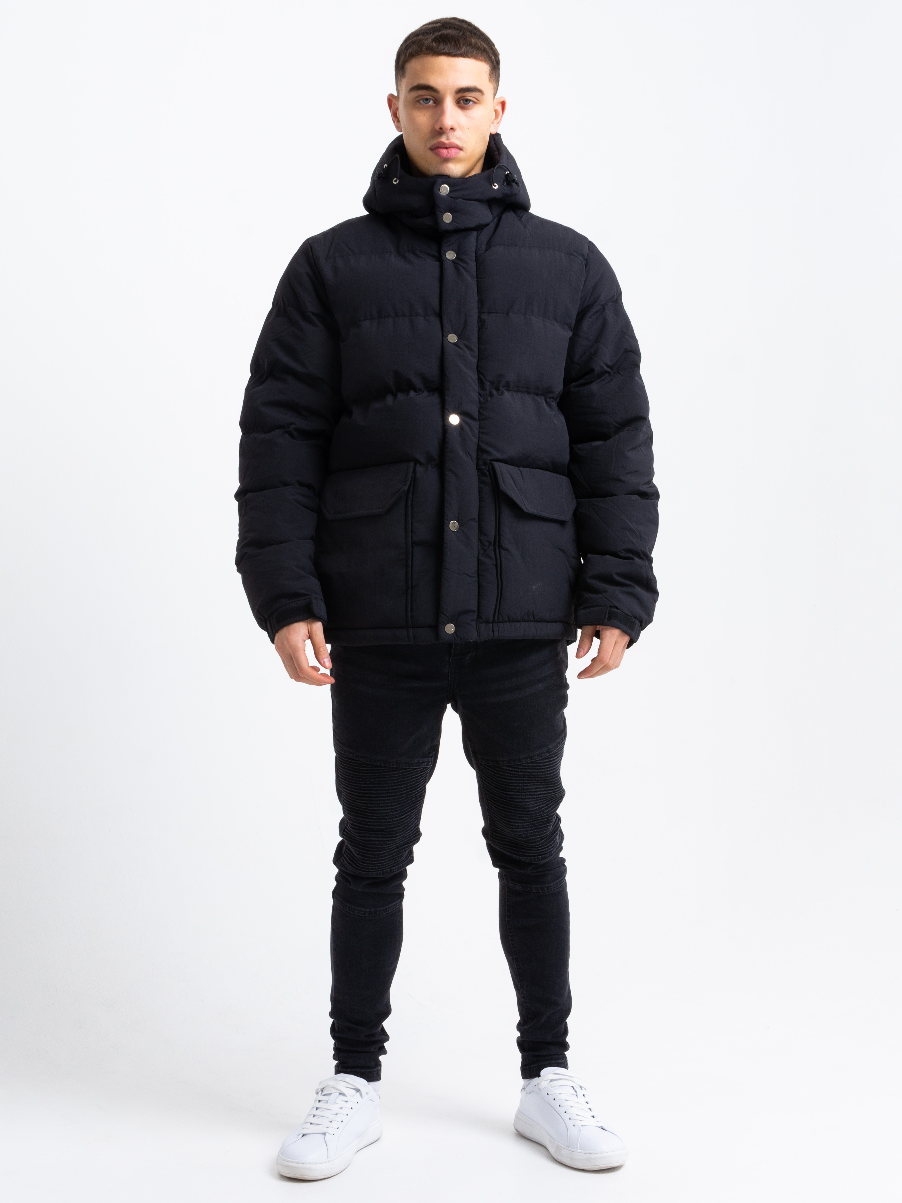 HisColumn Design Puffer Jacket In Black 