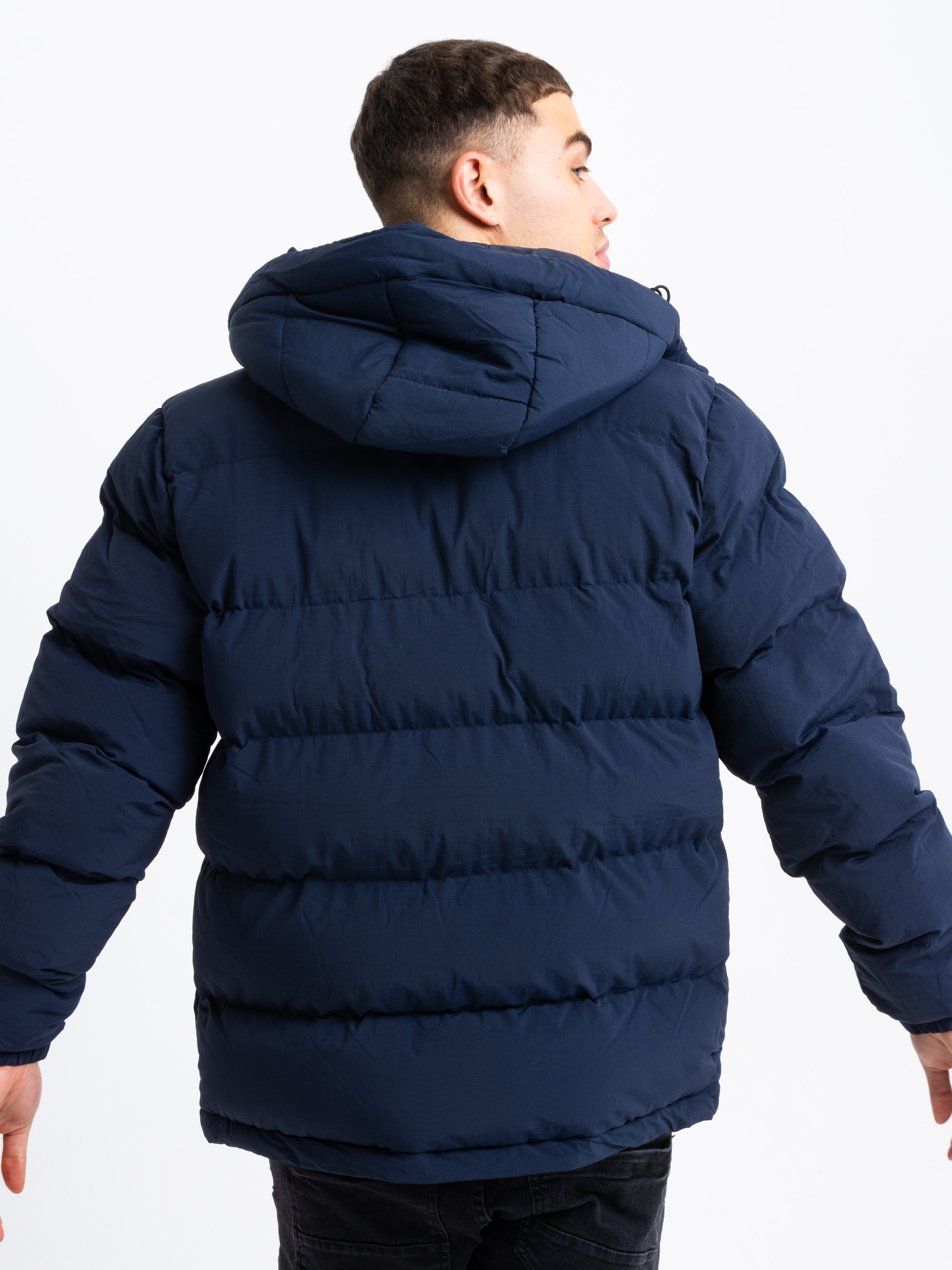 HisColumn Design Puffer Jacket In Navy 