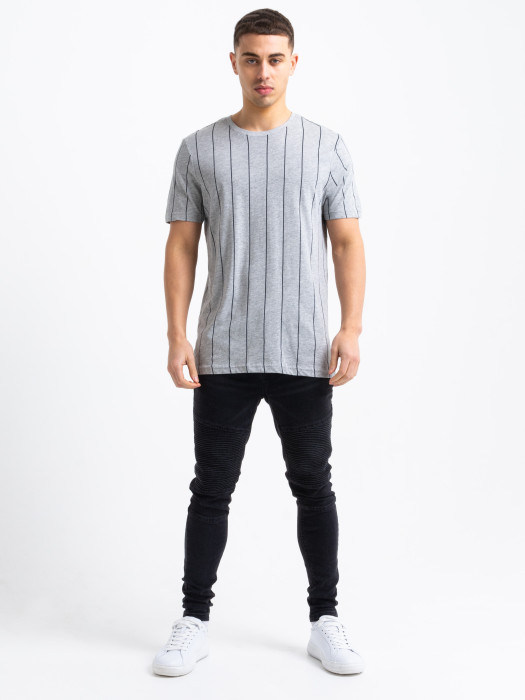 Lined T-Shirt in Grey