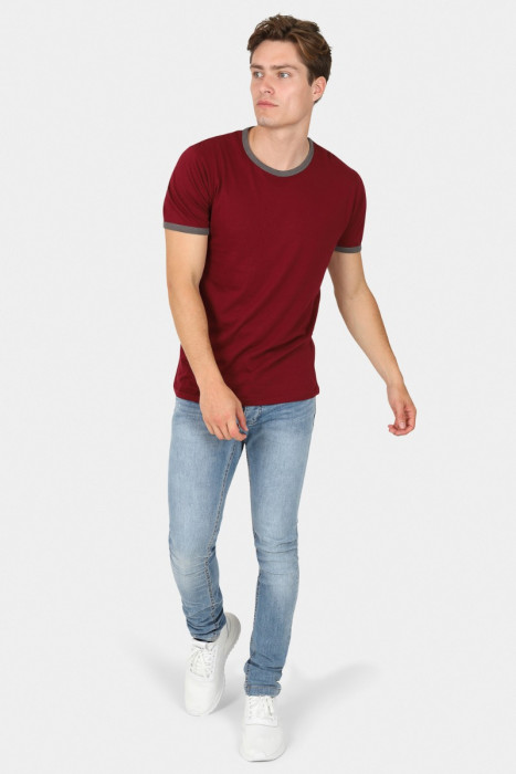 Wine T-Shirt with Grey Ringer 