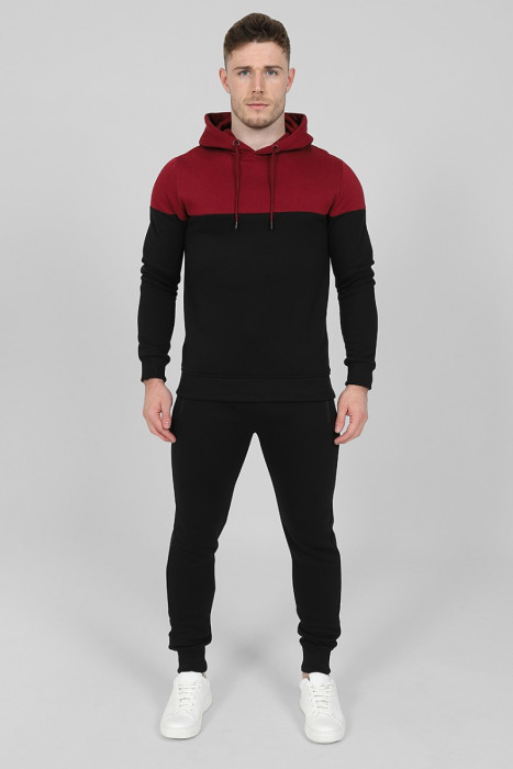 Contrasting Panel Tracksuit in Burgundy 