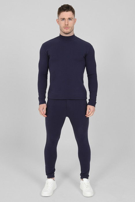 Roll-Neck Luxury Tracksuit in Navy