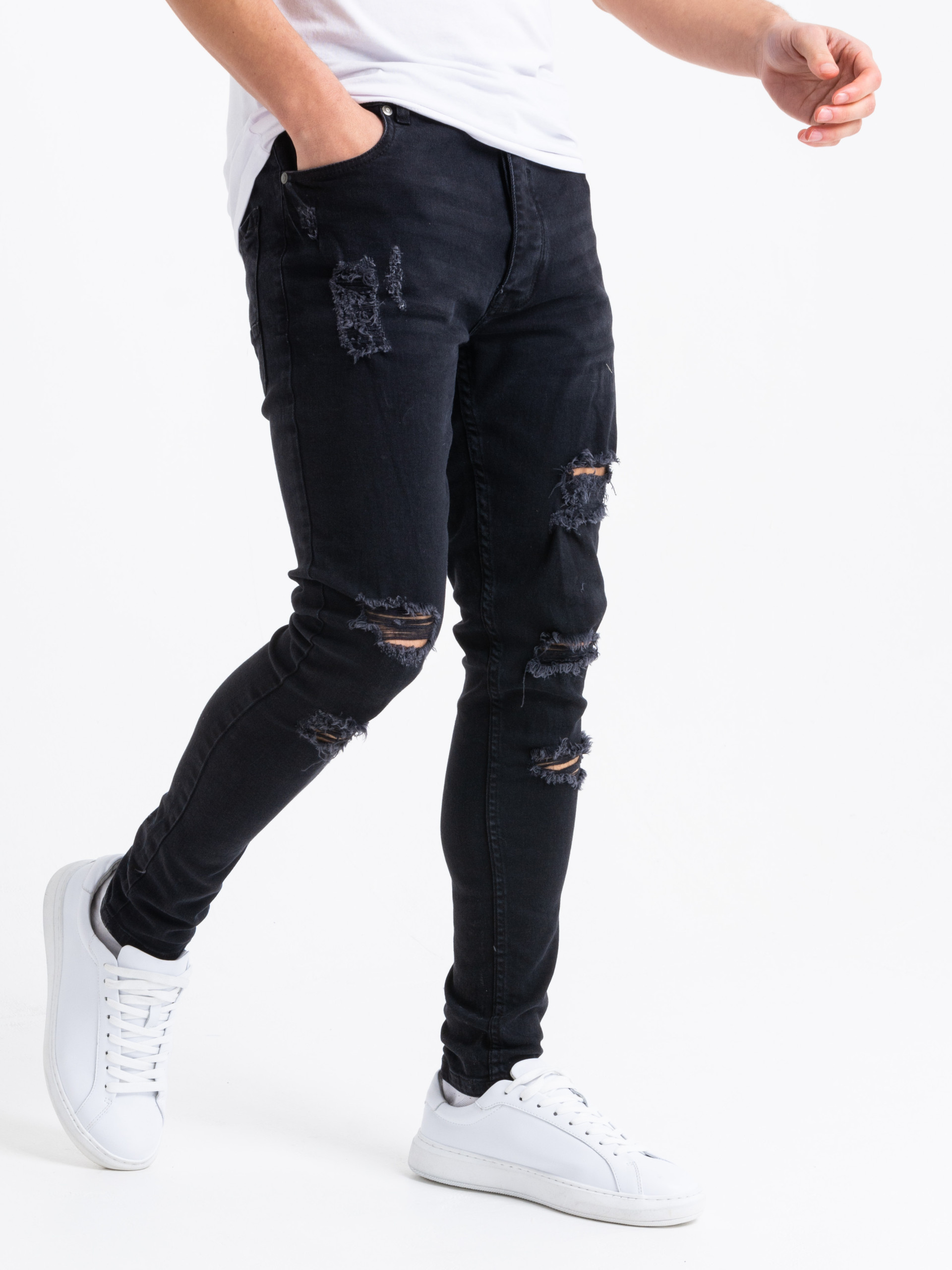 Ripped Jeans Black, Men's Clothing & Fashion