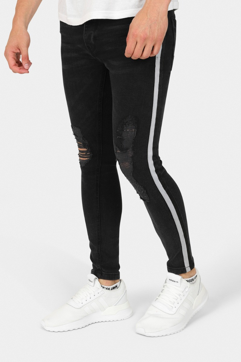 Black jeans with white stripe shop