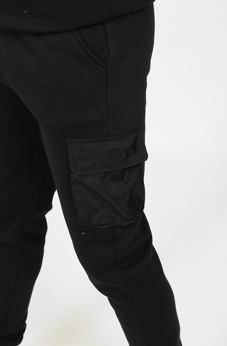 Black cargo tracksuit bottoms online