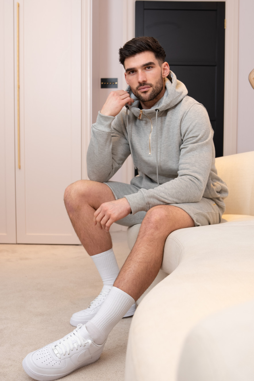 HC Gold Zip Short Tracksuit in Light Grey