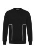 Lined Panel Crewneck Tracksuit in Black