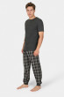 Grey Combo Chequered Nightwear With Plain Buttoned Tee