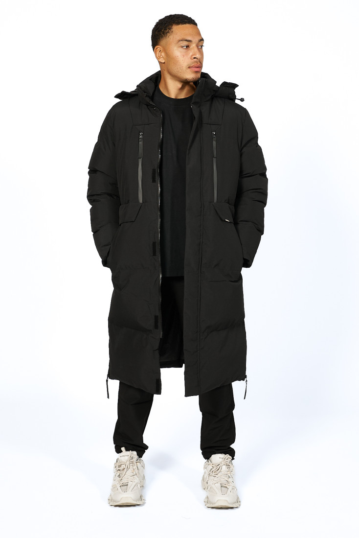 Mens High Shine Heavyweight Quilted Jacket in Black