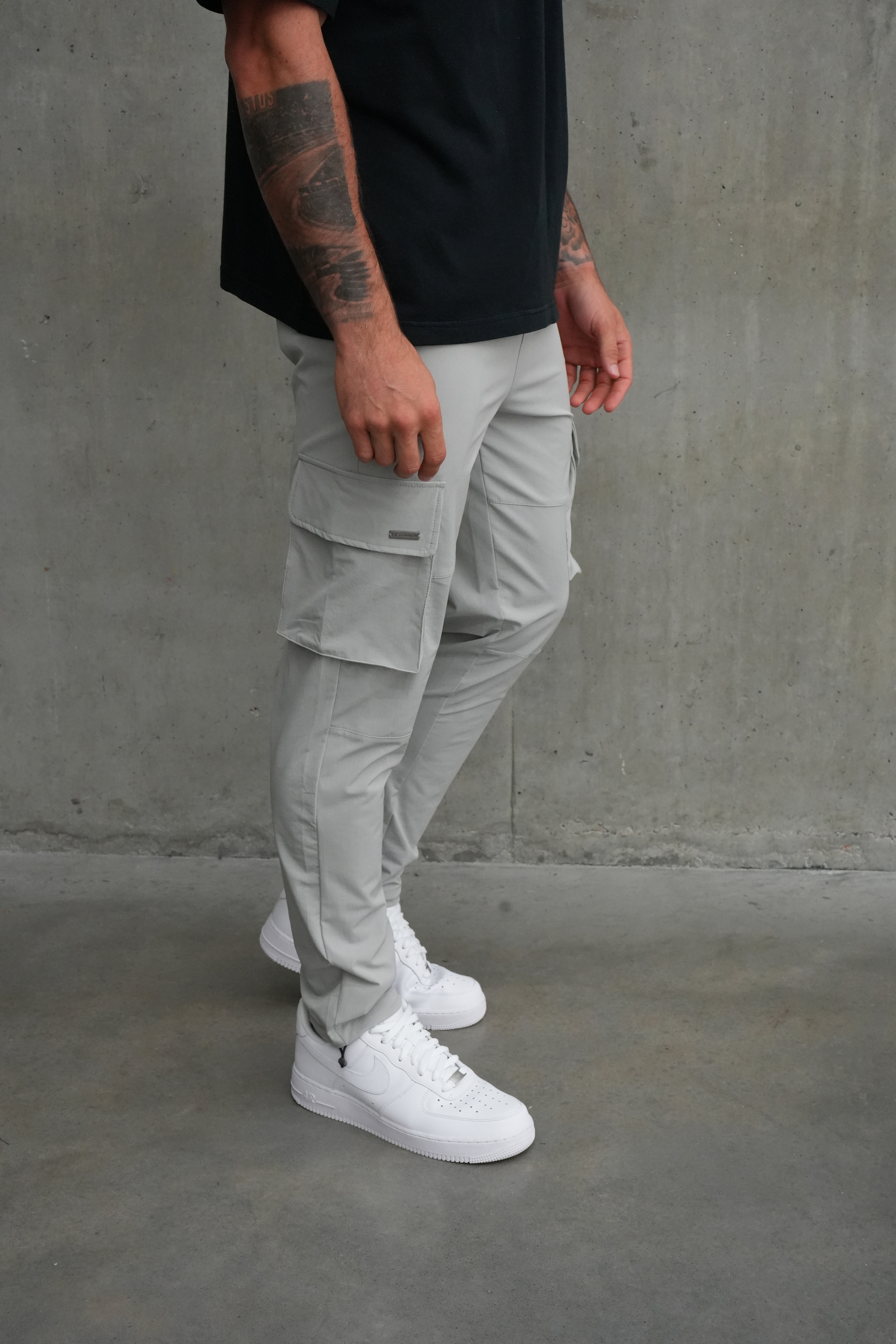 Slim Leg Cargo Pants - Grey