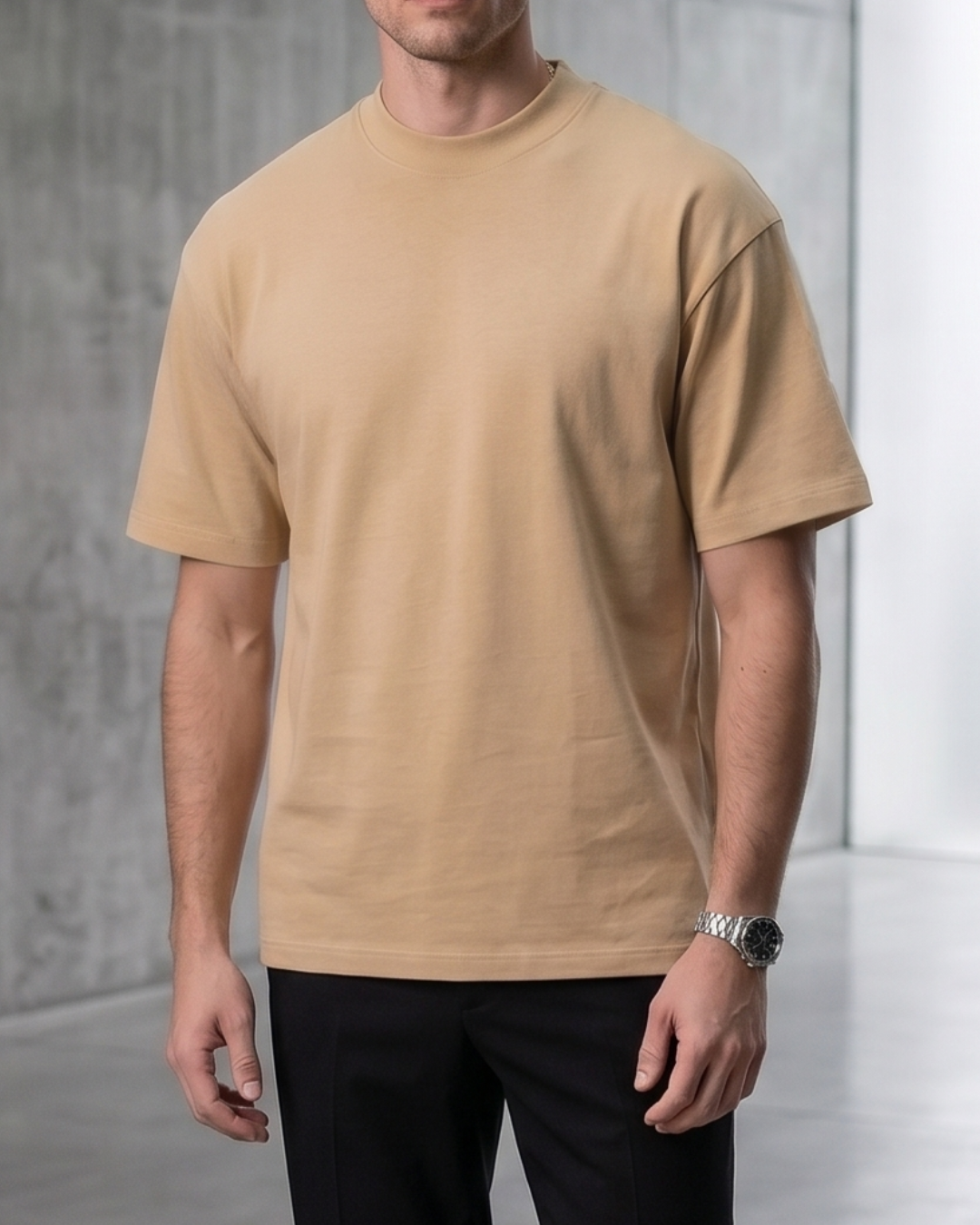 300GSM Heavy-Duty T-Shirt in Beige