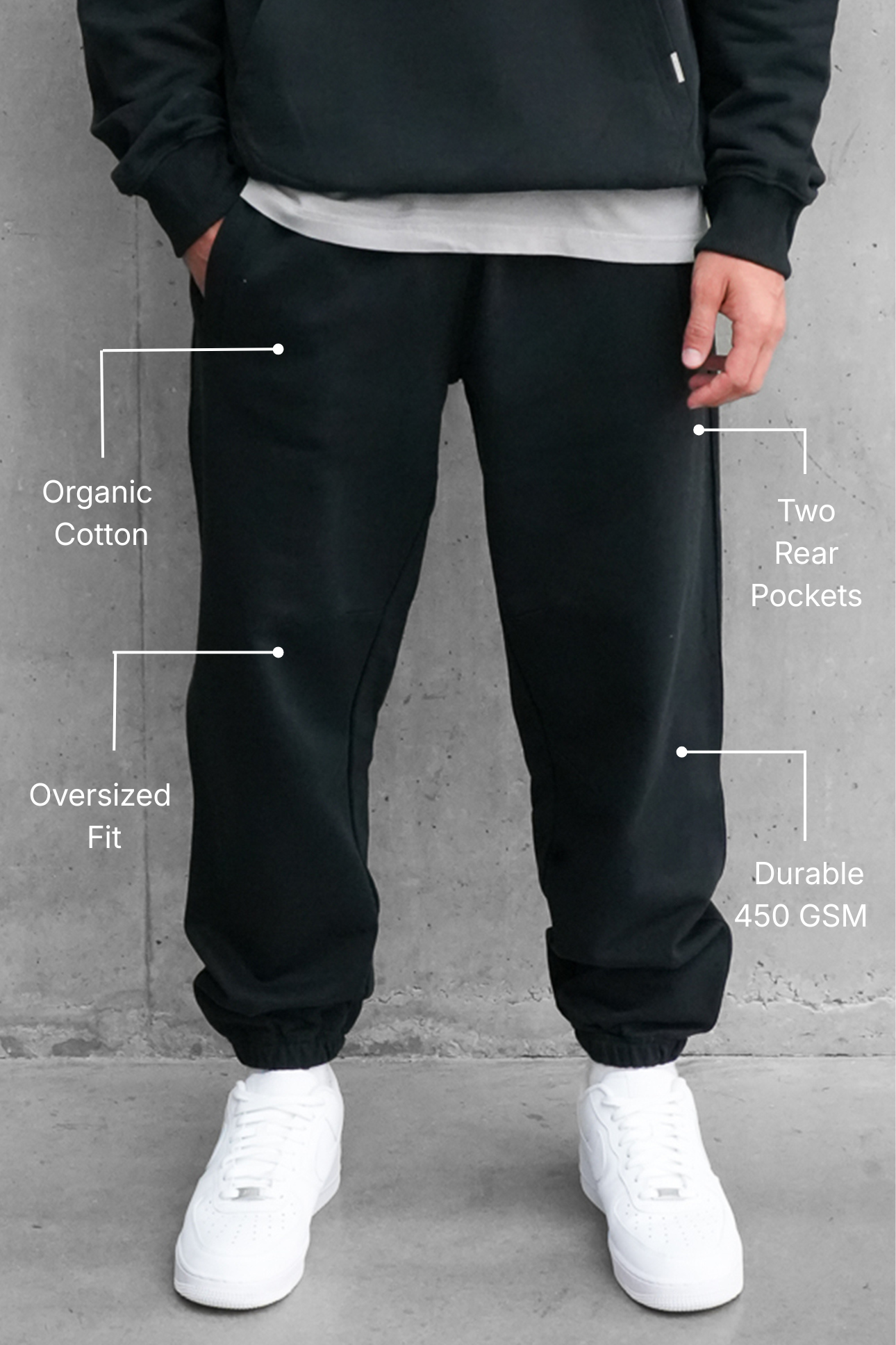 Sustainable Loopback Organic Cotton Bottom - Black