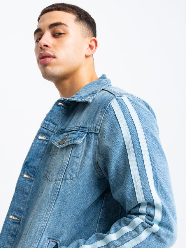 Light Blue white Stripe Denim Jacket