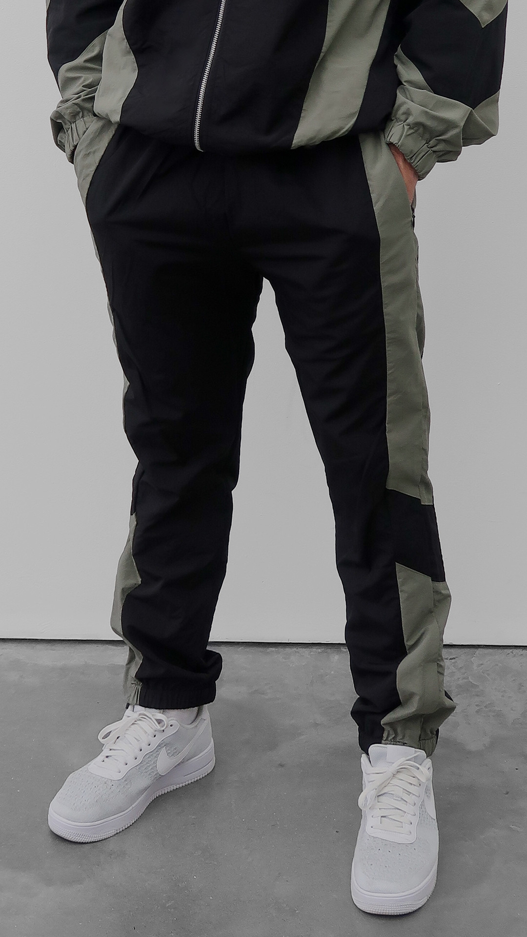 Premium Lined Two-Tone Nylon Bottoms in Black/Green