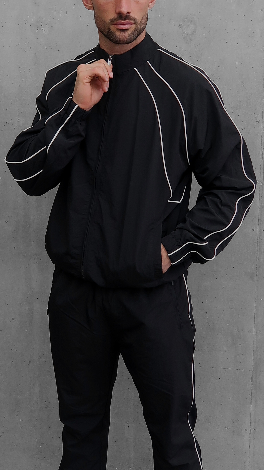 Premium Lined Nylon Jacket in Black