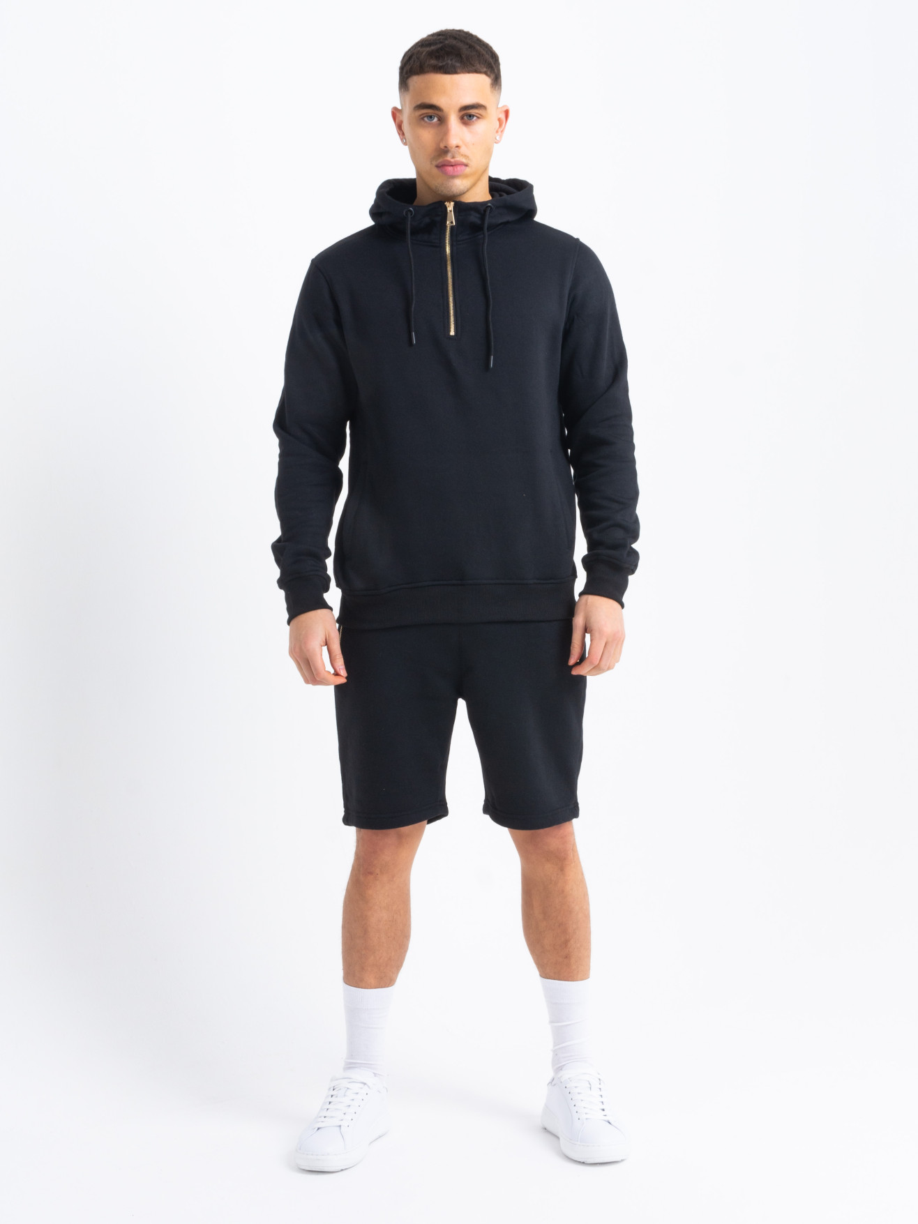 HC Gold Zip Short Tracksuit in Black