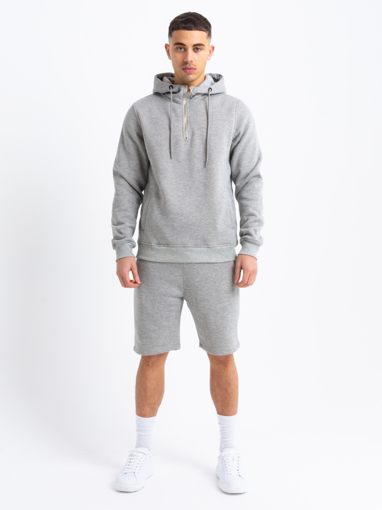 HC Gold Zip Short Tracksuit in Light Grey