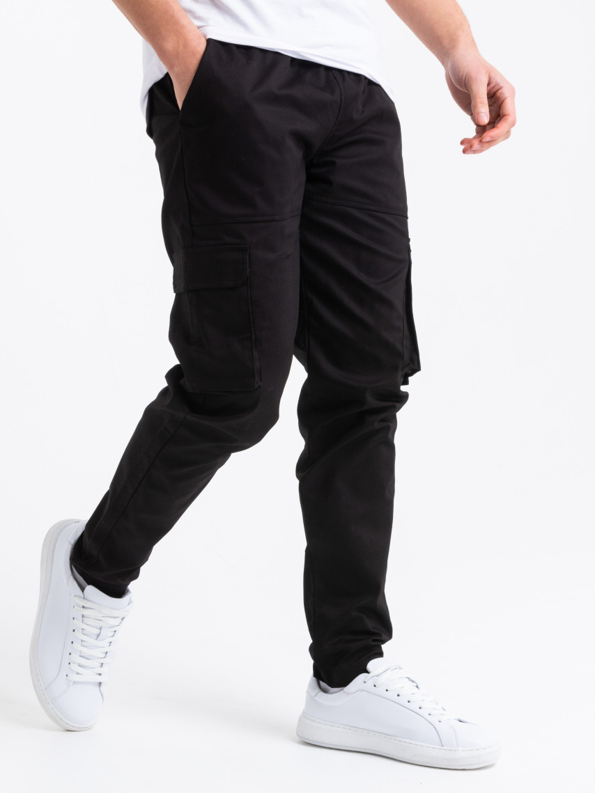 Men Elastic Waist Cargo Pockets Trousers Slim Fit Sport Combat Cuffed Pants   Fruugo IN