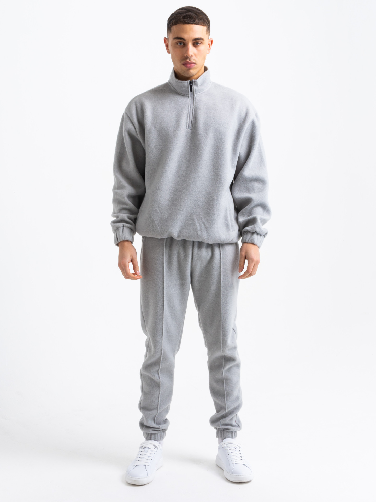 Collared Half Zip Saturn Fleece Tracksuit in Grey | Men's Clothing ...