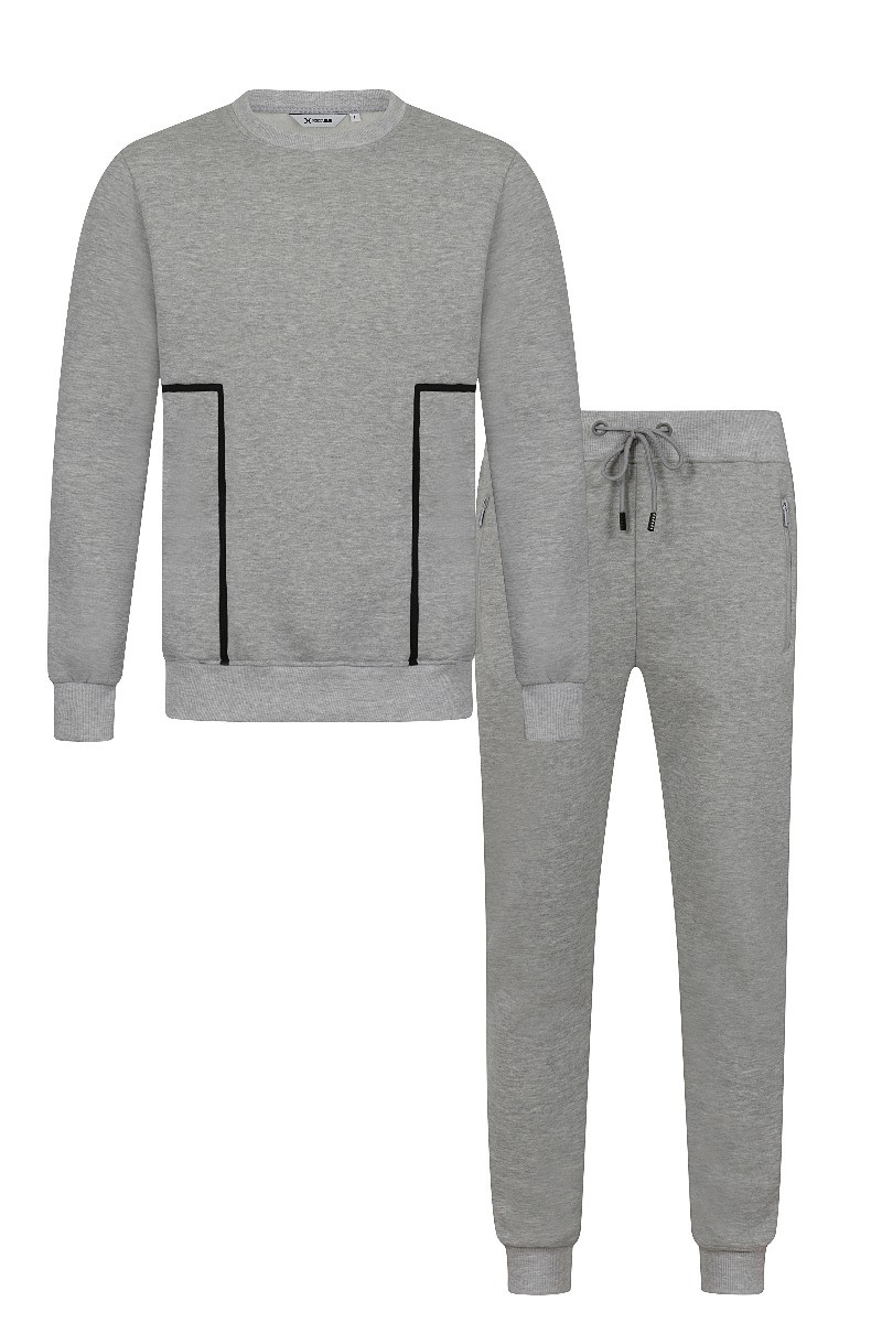 Lined Panel Crewneck Tracksuit in Grey | Men's Clothing & Fashion ...