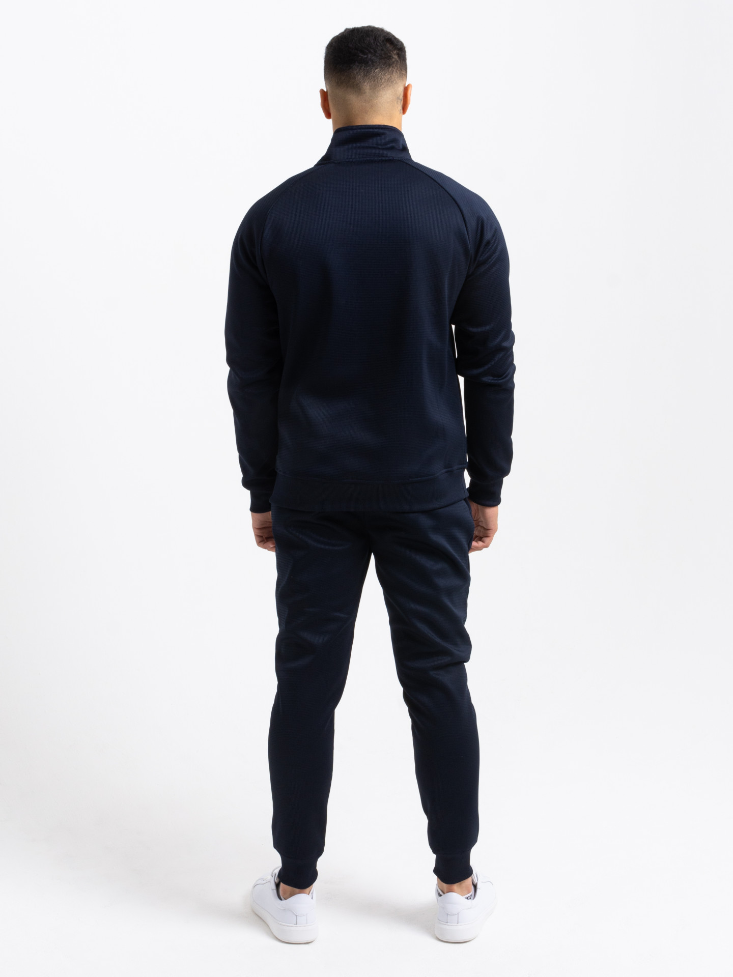 Half Zip Premium Velour Lining Tracksuit in Navy | Men's Clothing ...